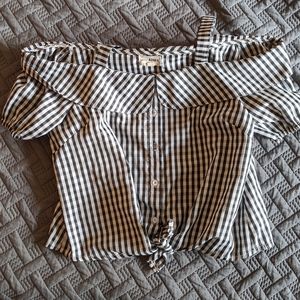 Plaid Off Shoulder Strap Tank Top